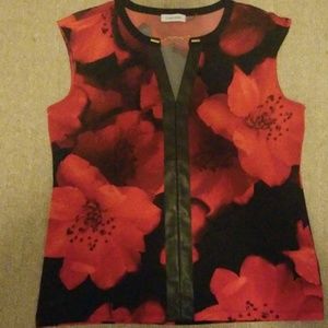 Gorgeous Calvin Klein tank with black faux leather